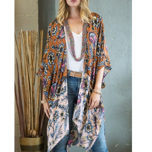 Private Label Other - Chic Autumn Leaves Are Fallin Kimono Duster NWT